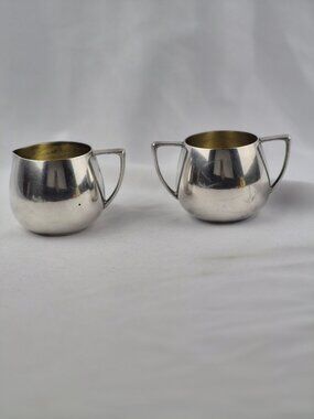 Mid Century Empire Crafts Quadruple Silver Plated Creamer & Sugar Bowl Set